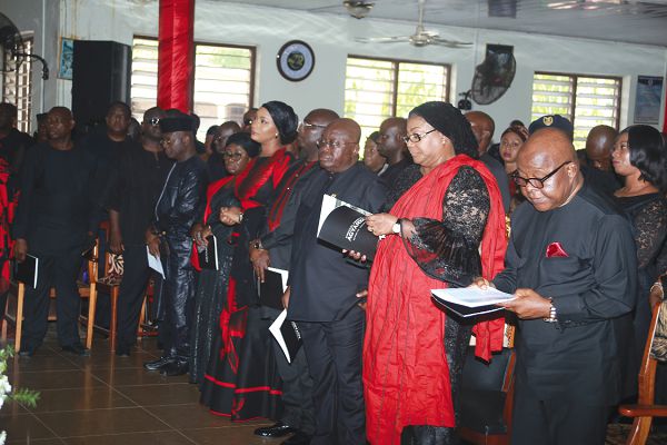 Agyarko laid to rest•President Nana Addo Dankwa Akufo-Addo (3rd right), and wife Rebecca (2nd right), the Vice President Dr Mahamudu Bawumia(4th right) and wife Samira (5th right), the Speaker of Parliament, Professor Mike Aaron Oquaye and other dignitaries at the burial service of Mr Kyeremanteng Agyarko in Odumase-Krobo. Agyarko laid to rest•President Nana Addo Dankwa Akufo-Addo (3rd right), and wife Rebecca (2nd right), the Vice President Dr Mahamudu Bawumia(4th right) and wife Samira (5th right), the Speaker of Parliament, Professor Mike Aaron Oquaye and other dignitaries at the burial service of Mr Kyeremanteng Agyarko in Odumase-Krobo.