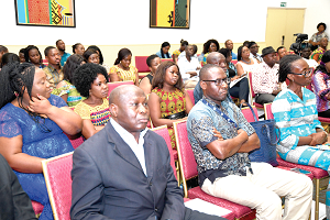  Dr Abebe Haile -Gabriel (right) addressing participants in the forum on World Food Safety. Pictures: EBOW HANSON