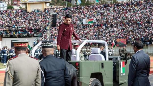 President Andry Rajoelina took part in celebrations at the stadium earlier in the dayImage caption: President Andry Rajoelina took part in celebrations at the stadium earlier in the day President Andry Rajoelina took part in celebrations at the stadium earlier in the dayImage caption: President Andry Rajoelina took part in celebrations at the stadium earlier in the day