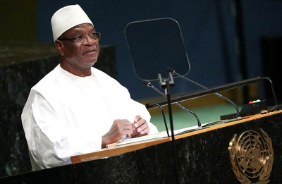 President of Mali Ibrahim Boubacar Keita speaks at the Nelson Mandela Peace Summit during the 73rd United Nations General Assembly in New York, U.S., September 24, 2018. REUTERS/Carlo Allegri President of Mali Ibrahim Boubacar Keita speaks at the Nelson Mandela Peace Summit during the 73rd United Nations General Assembly in New York, U.S., September 24, 2018. REUTERS/Carlo Allegri