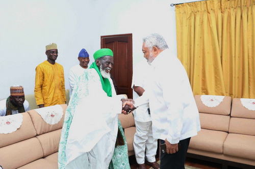 Rawlings welcomes the National Chief Imam to his office at Ridge in Accra Rawlings welcomes the National Chief Imam to his office at Ridge in Accra