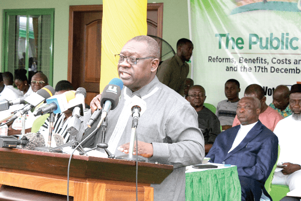 Mr O.B. Amoah, Deputy Minister of Local Governance addressing the public conversation on election of MMDCEs and national referendum in Accra. Mr O.B. Amoah, Deputy Minister of Local Governance addressing the public conversation on election of MMDCEs and national referendum in Accra.