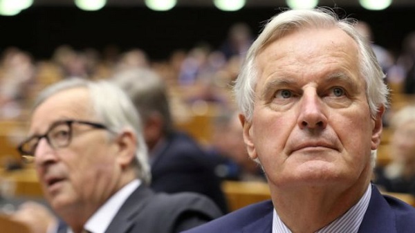 EU chief negotiator Michel Barnier (r) sat with the President of the European Commission Jean-Claude Juncker (l) EU chief negotiator Michel Barnier (r) sat with the President of the European Commission Jean-Claude Juncker (l)
