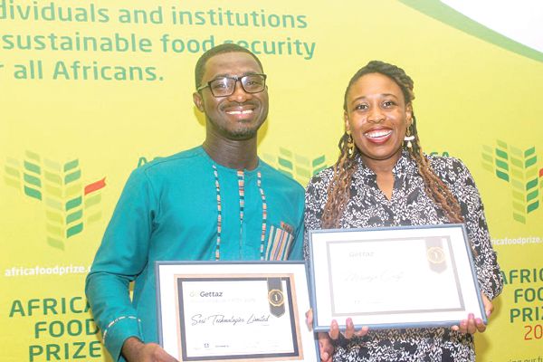  Mr Isaac Sessi (left), and Ms Bonolo Monthes, Botswana, winners of the GoGettaz Agripreneur Prize