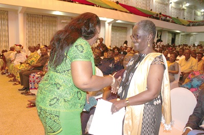 Ms Kumi-Richardson (left), the Bono Regional Minister, in a handshake with Ms Ajoa Yeboah-Afari Ms Kumi-Richardson (left), the Bono Regional Minister, in a handshake with Ms Ajoa Yeboah-Afari