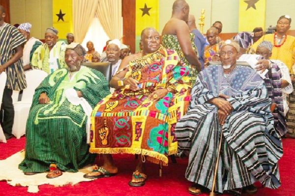 Otumfuo Osei Tutu II (middle) with Nayiri Naa Bohogu Abdulai Mahami Sheriga (left) and Yagbonwura Tuntumba Boresa Sulemana Jakpa I. The three constitute the Committee of Eminent Chiefs set up by former President John Agyekum Kufour in 2002. Otumfuo Osei Tutu II (middle) with Nayiri Naa Bohogu Abdulai Mahami Sheriga (left) and Yagbonwura Tuntumba Boresa Sulemana Jakpa I. The three constitute the Committee of Eminent Chiefs set up by former President John Agyekum Kufour in 2002.