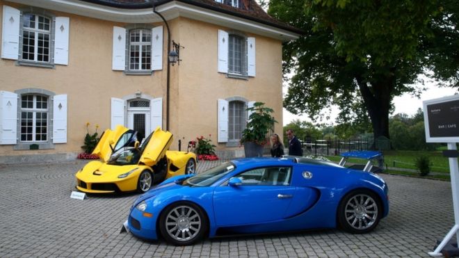 The luxury cars were sold at a golf club in the Swiss village of Cheserex, near Geneva The luxury cars were sold at a golf club in the Swiss village of Cheserex, near Geneva