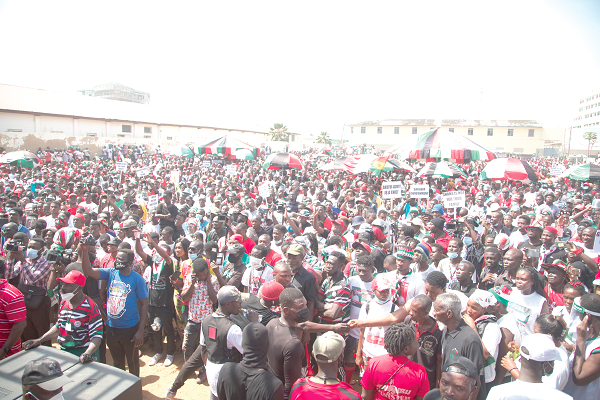 Scores of NDC sympathisers who took part in the protest. Picture: NII MARTEY M. BOTCHWAY NDC supporters protest alleged corrupt practices by government