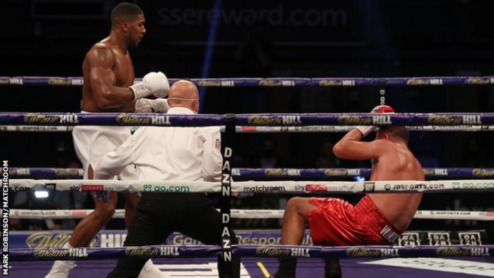 Joshua finally saw off the game Pulev with a hard right hand in round nine Joshua finally saw off the game Pulev with a hard right hand in round nine