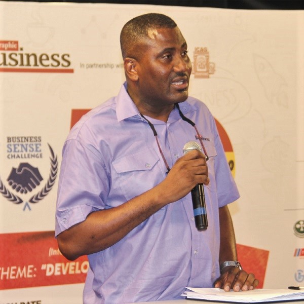 Mr Franklin Sowa, Director Marketing, Graphic Communications Group Limited (GCGL), speaking at the launch of the business sense challenge in Accra Mr Franklin Sowa, Director Marketing, Graphic Communications Group Limited (GCGL), speaking at the launch of the business sense challenge in Accra