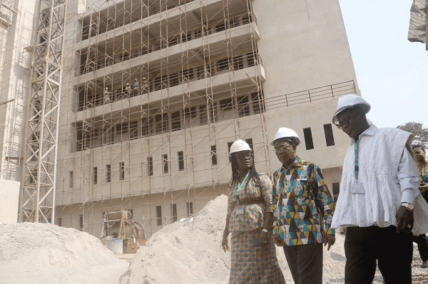 Prof. Kwesi Yankah (middle) being led by Prof. Kwasi Obiri Danso (right), Vice Chancellor of KNUST, and Professor Rita Akosua Dickson, the Pro Vice Chansellor, to take a tour of some ongoing infrastructural projects in the university. Picture: EMMANUEL BAAH Prof. Kwesi Yankah (middle) being led by Prof. Kwasi Obiri Danso (right), Vice Chancellor of KNUST, and Professor Rita Akosua Dickson, the Pro Vice Chansellor, to take a tour of some ongoing infrastructural projects in the university. Picture: EMMANUEL BAAH