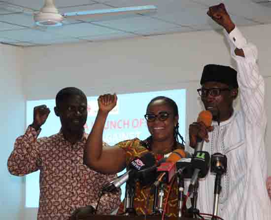 Mr Sheikh Armiyawo Shaibu (3rd left) launching the project. With him are Mr David Issaka (left), Mrs Lucile Anan (2nd left), Regional Director of National Commission for Civic Education, Greater Accra, and Mr Samunel Zan Akologo (2nd right) and some other dignitaries present. Picture: ESTHER ADJEI Mr Sheikh Armiyawo Shaibu (3rd left) launching the project. With him are Mr David Issaka (left), Mrs Lucile Anan (2nd left), Regional Director of National Commission for Civic Education, Greater Accra, and Mr Samunel Zan Akologo (2nd right) and some other dignitaries present. Picture: ESTHER ADJEI
