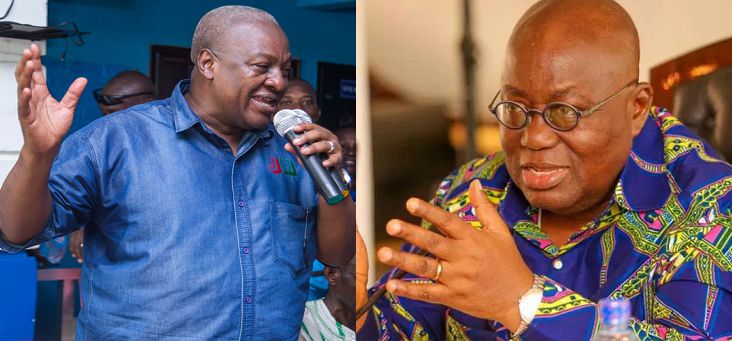 Former President John Dramani Mahama (left) and President Nana Addo Dankwa Akufo-Addo 