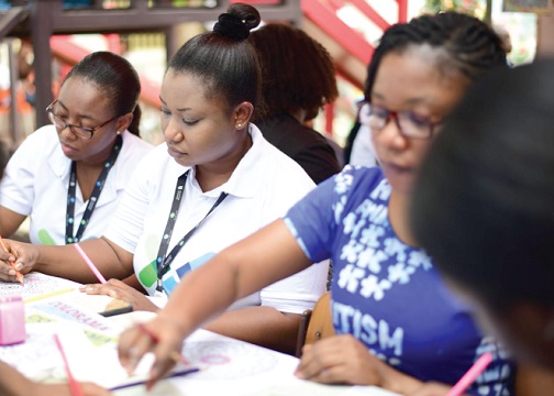 Staff of Standard Chartered Bank volunteering at the Autism Awareness Centre in Accra Staff of Standard Chartered Bank volunteering at the Autism Awareness Centre in Accra