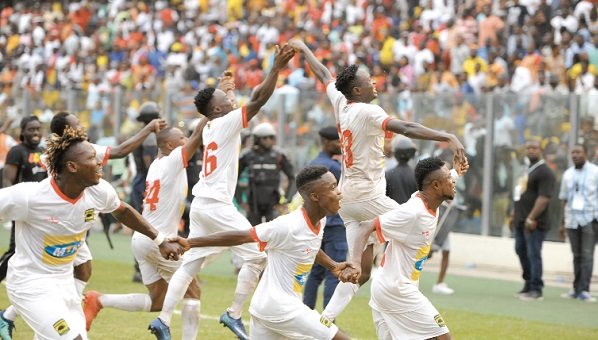 Kotoko players on cloud nine after Naby Keita’s winning goal. Kotoko players on cloud nine after Naby Keita’s winning goal.