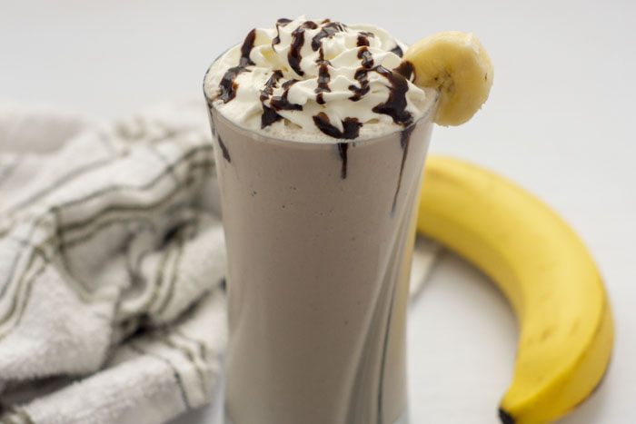 This chocolate banana nut shake is a great choice to satisfy a bit of a sweet tooth Mirror recipe: Banana nut shake