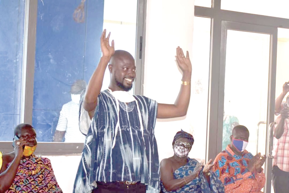 Mr Elliot Ofosu Barnor (hands raised) responding to cheers after his election Mr Elliot Ofosu Barnor (hands raised) responding to cheers after his election