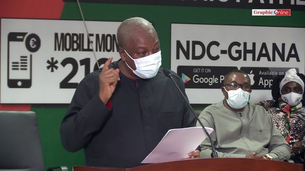 Former President John Mahama addressing the media Thursday Night Former President John Mahama addressing the media Thursday Night
