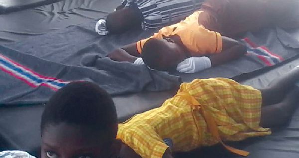 Some schoolchildren who collapsed during the the maiden Greater Accra Regional Independence Day celebration held at the Tema Stadium awaiting treatment Some schoolchildren who collapsed during the the maiden Greater Accra Regional Independence Day celebration held at the Tema Stadium awaiting treatment