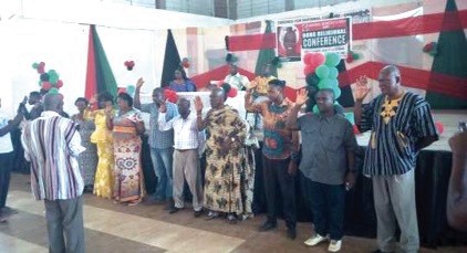 The Regional Executives being sworn-in by Alhaji Frimpong (back to camera in smock)