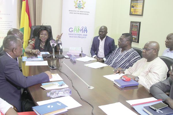 Ms Cecilia Abena Dapaah (at the head of table), Minister of Sanitation and Water Resources, making some remarks after the agreements had been signed Ms Cecilia Abena Dapaah (at the head of table), Minister of Sanitation and Water Resources, making some remarks after the agreements had been signed
