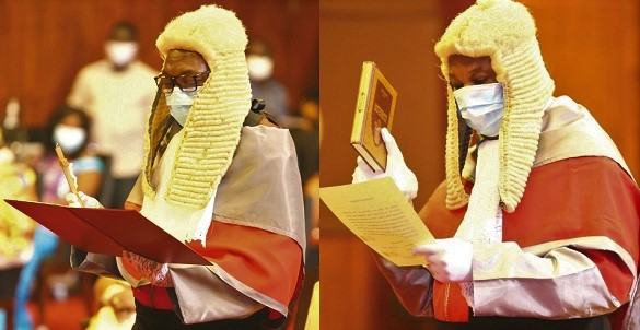 Justice Clemence Jackson Honyenuga (left) and Justice Issifu Omoro Tanko Amadu (right) Supreme Court Judges swearing the oath of secrecy at the ceremony Pictures: SAMUEL TEI ADANO• Justice Clemence Jackson Honyenuga (left) and Justice Issifu Omoro Tanko Amadu (right) Supreme Court Judges swearing the oath of secrecy at the ceremony Pictures: SAMUEL TEI ADANO•