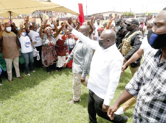 Dr Mahamudu Bawumia acknowledging cheers from the crowd Dr Mahamudu Bawumia acknowledging cheers from the crowd