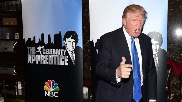 captionPresident Trump, pictured in 2015 at the launch of The Celebrity Apprentice TV series, made $427.4m in 2018 from the show captionPresident Trump, pictured in 2015 at the launch of The Celebrity Apprentice TV series, made $427.4m in 2018 from the show