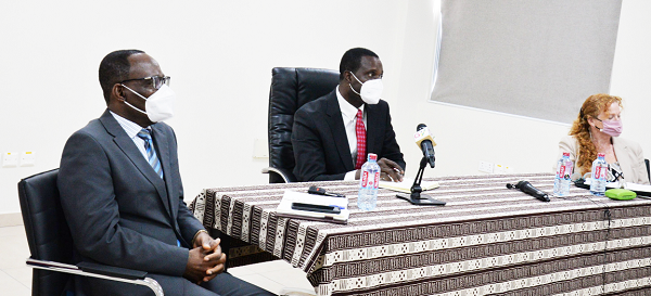 Dr Yaw Osei Adutwum (middle), the Minister of Education, addressing development partners at the meeting. With him are Mr Benjamin Gyasi (left), Chief Director at the Ministry of Education, and Ms Tara O’Connell (right), UNICEF Chief of Education. Picture: ALBERTA MORTTY Dr Yaw Osei Adutwum (middle), the Minister of Education, addressing development partners at the meeting. With him are Mr Benjamin Gyasi (left), Chief Director at the Ministry of Education, and Ms Tara O’Connell (right), UNICEF Chief of Education. Picture: ALBERTA MORTTY