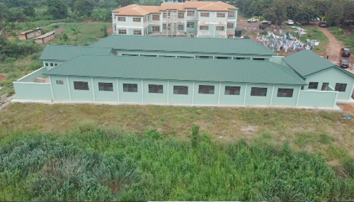 A dormitory block constructed by the authority. INSET: Mr Joe Danquah, Chief Executive Officer of the MBDA, addressing the media about some of the projects being undertaken by the organisation. A dormitory block constructed by the authority. INSET: Mr Joe Danquah, Chief Executive Officer of the MBDA, addressing the media about some of the projects being undertaken by the organisation.