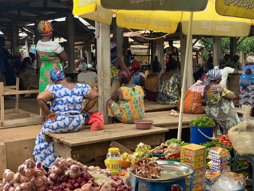 Some market women being sensitised to the processes of acquiring a metre at the ECG ECG inspects electrical wiring installations at Hohoe Market