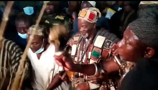 Ya-Na Abukari II in war regalia as he commences preparation for the celebration of the Bugum festival in Yendi
