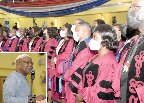 Alhaji Mahama Asei Seini (inset), a Deputy Minister of Health, addressing the inductees. Picture: EBOW HANSON Alhaji Mahama Asei Seini (inset), a Deputy Minister of Health, addressing the inductees. Picture: EBOW HANSON