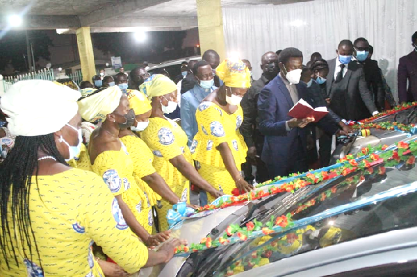 Apostle George Awuku Morklar (arrowed), the Prophetic Director of CAC International, commissioning the cars Apostle George Awuku Morklar (arrowed), the Prophetic Director of CAC International, commissioning the cars