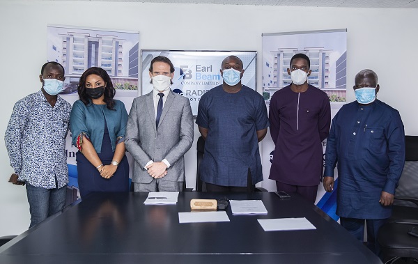 (Left to right): Mr. Ben Armah, Earlbeam Construction Project Manager; Ms. Louisa Afriyie Boateng, Earlbeam Realty Business Operations Manager; Mr. Erwan Garnier, Senior Director, Development, Africa, Radisson Hotel Group; Mr. Alfred Danso Darkwah, Earlbeam Group of Companies, CEO; Mr. Godwin Danso Darkwah, Earlbeam Group of Companies, CFO; Mr. Blaise Mankwah, Financial Consultant, Renaissance Africa Group