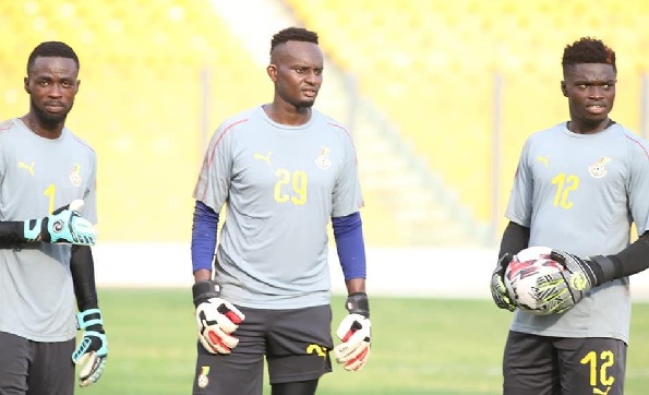 Bawa Lord Martey (middle) and his goalkeeping teammates, Joseph Addo and Eric Ofori Antwi (right) training with the Black Stars team Bawa Lord Martey (middle) and his goalkeeping teammates, Joseph Addo and Eric Ofori Antwi (right) training with the Black Stars team