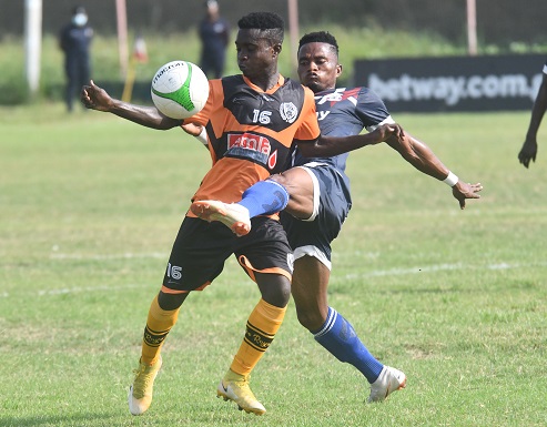 Matthew Cudjoe (left) in a battle with his Liberty Professionals marker