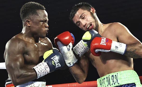 Isaac Dogboe (left) knocked out Chris Avalos in eight rounds Isaac Dogboe (left) knocked out Chris Avalos in eight rounds