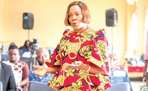 Elizabeth Sackey, Chief Executive Officer of AMA, addressing the Business Committee of GUTA at the meeting Elizabeth Sackey, Chief Executive Officer of AMA, addressing the Business Committee of GUTA at the meeting
