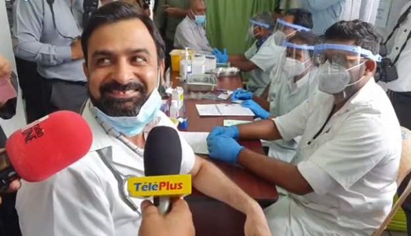 Health workers were the first to be vaccinated Mauritius began a nationwide Covid-19 vaccination campaign on Tuesday