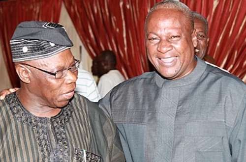 Former President John Dramani Mahama (right) with former President of Nigeria, Olusegun Obasanjo Former President John Dramani Mahama (right) with former President of Nigeria, Olusegun Obasanjo