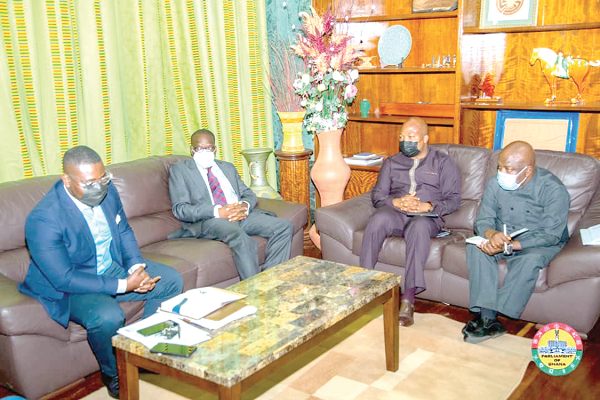 • Mr Mensah Thompson (left) with Mr Alban Bagbin (2nd left), Mr Samuel Okudzeto Ablakwa (2nd left), MP for North Tongu, and Mr Kofi Attoh, Special Assistant to Mr Bagbin • Mr Mensah Thompson (left) with Mr Alban Bagbin (2nd left), Mr Samuel Okudzeto Ablakwa (2nd left), MP for North Tongu, and Mr Kofi Attoh, Special Assistant to Mr Bagbin