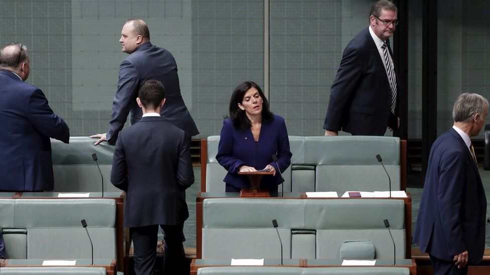 Julia Bank telling parliament in 2018 that she was quitting the Liberal party prompted government colleagues to leave Julia Bank telling parliament in 2018 that she was quitting the Liberal party prompted government colleagues to leave