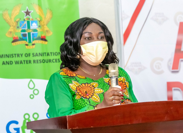 Ms Cecilia Abena Dapaah (right), Minister of Sanitation and Water Resources, addressing participants in the Accra Dialogue Ms Cecilia Abena Dapaah (right), Minister of Sanitation and Water Resources, addressing participants in the Accra Dialogue