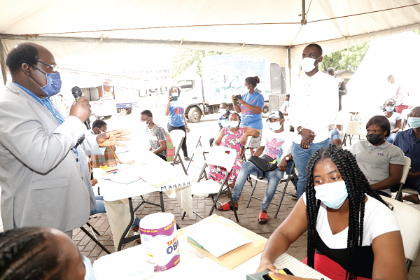 Professor Abraham Kwabena Anang (left), the Director of the Noguchi Memorial Institute for Medical Research, explaining a point to participants at the function. Picture: EDNA SALVO-KOTEY Professor Abraham Kwabena Anang (left), the Director of the Noguchi Memorial Institute for Medical Research, explaining a point to participants at the function. Picture: EDNA SALVO-KOTEY