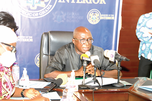 Mr Ambrose Dery the Minister of the Interior addressing the media after the event. Picture: GABRIEL AHIABOR Mr Ambrose Dery the Minister of the Interior addressing the media after the event. Picture: GABRIEL AHIABOR
