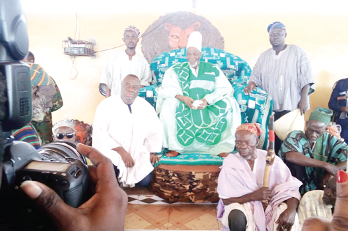 Dr Ibrahim Mohammed Awal (seated left), Minister of Tourism, Arts and Culture, after the meeting with Ya-Na, Abukari II, the Overlord of Dagbon, at the Gbewaa Palace in Yendi Dr Ibrahim Mohammed Awal (seated left), Minister of Tourism, Arts and Culture, after the meeting with Ya-Na, Abukari II, the Overlord of Dagbon, at the Gbewaa Palace in Yendi