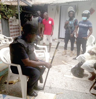 The police at the scene of the violence The police at the scene of the violence