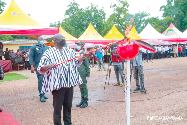 • Vice-President Dr Mahamudu Bawumia lighting the perpetual flame to launch the 70th anniversary • Vice-President Dr Mahamudu Bawumia lighting the perpetual flame to launch the 70th anniversary