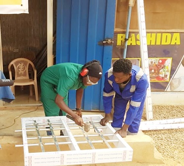 Ms Iddrisu (left) at work with one of her apprentices Ms Iddrisu (left) at work with one of her apprentices